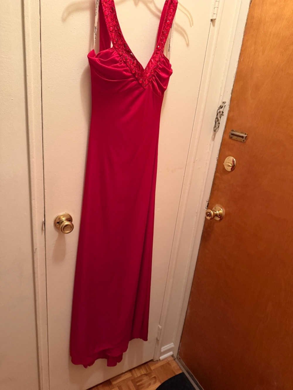 Satin stretch red gown